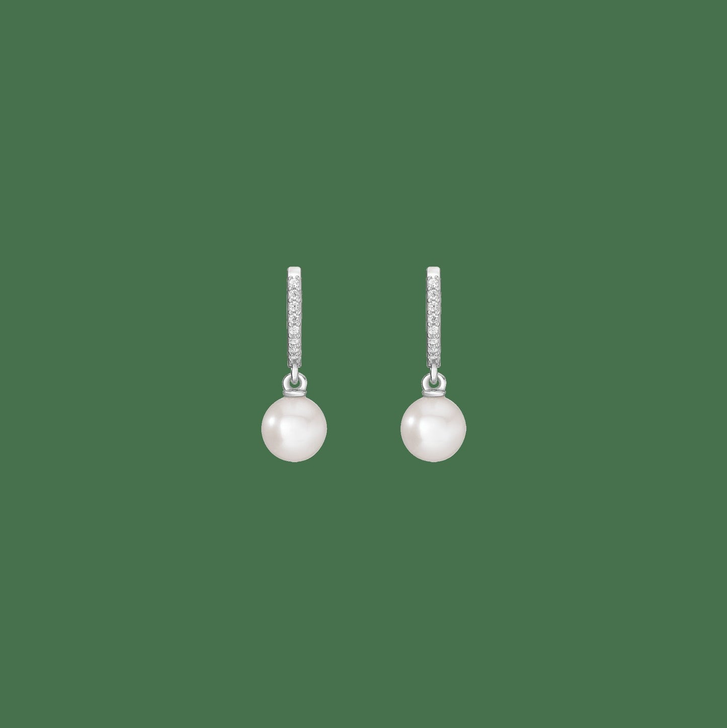 Diamond Pearl Huggie Earrings