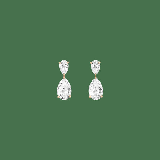 Lab Grown White Sapphire Pear Drop Earrings