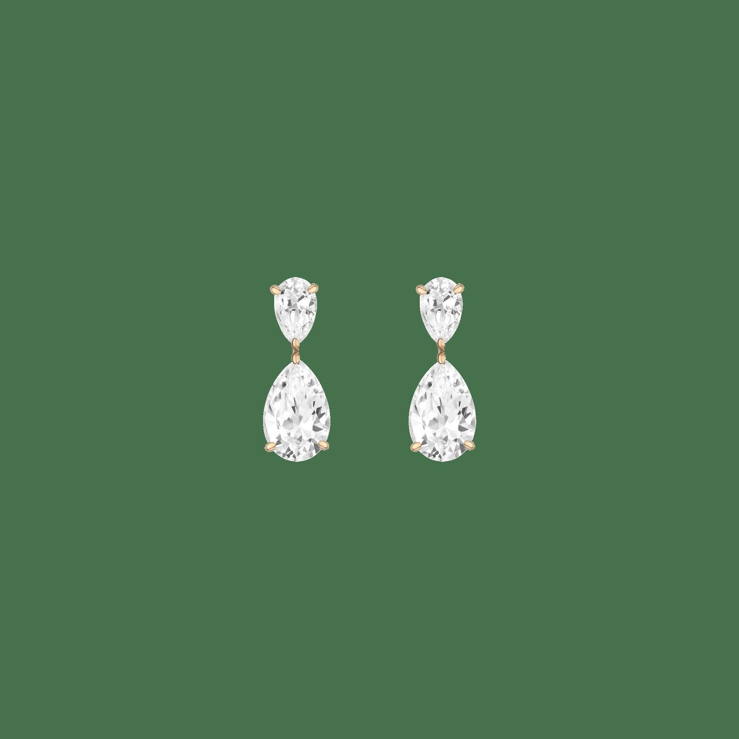 Lab Grown White Sapphire Pear Drop Earrings