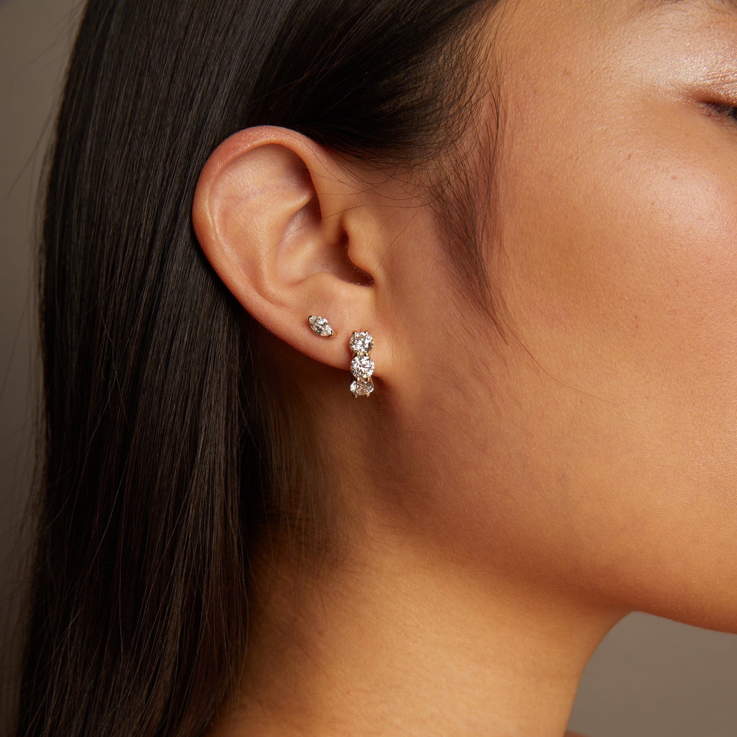 Round Lab Grown Diamond Huggie Earrings