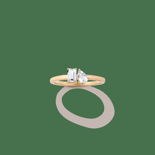 Toi et Moi Gemstone Mini Classic Ring - White Topaz & White Topaz