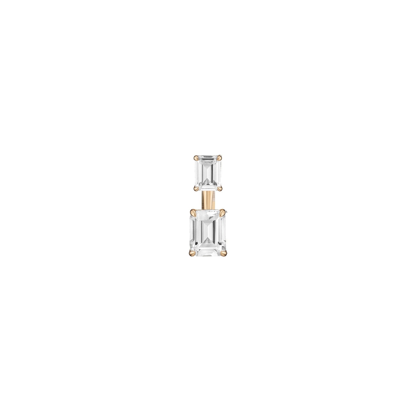 Lab Grown White Sapphire Ear Jacket - Emerald Bottom Stone