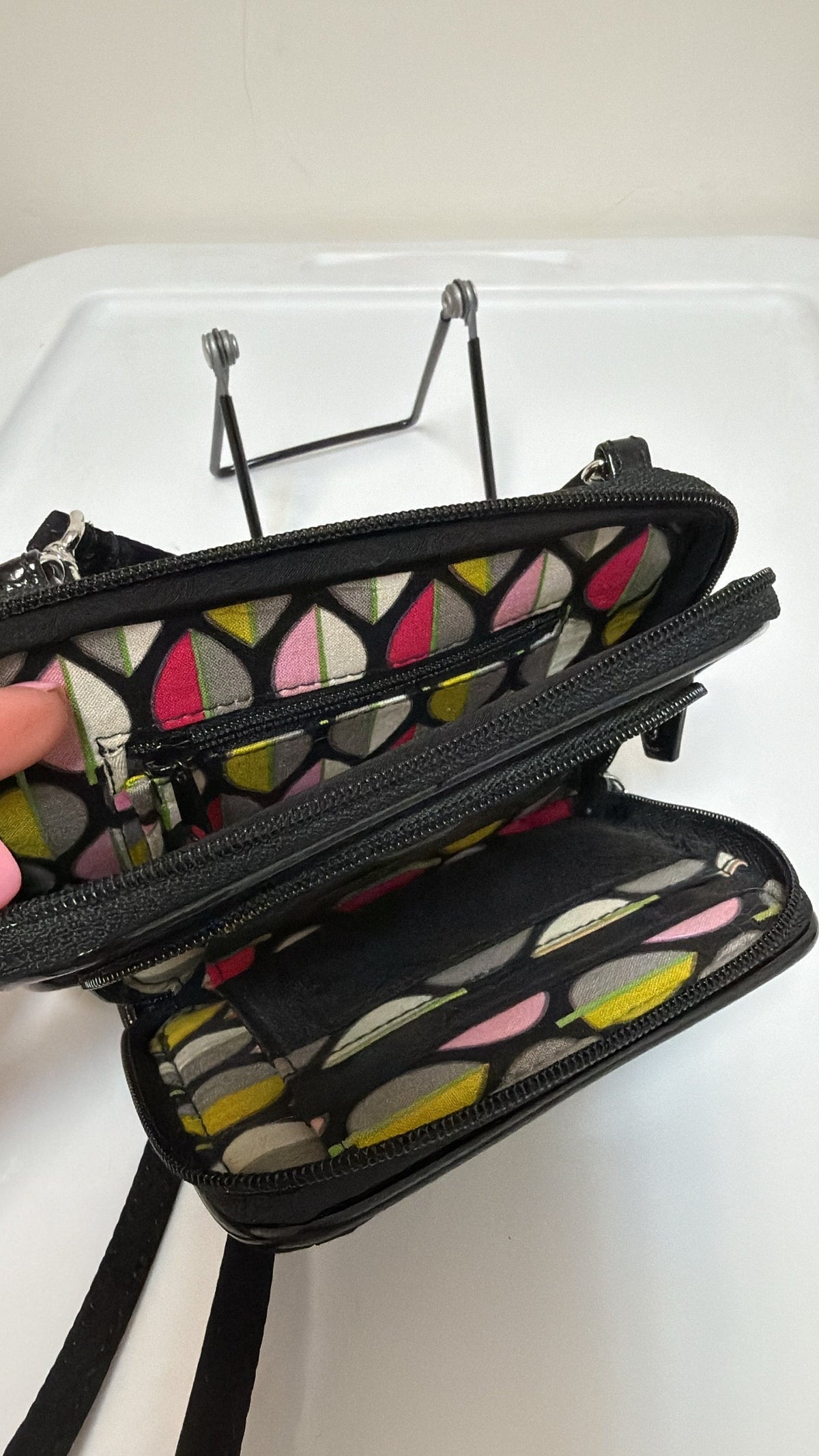 Vera Bradley Black Crossbody Bag, 6"x4"