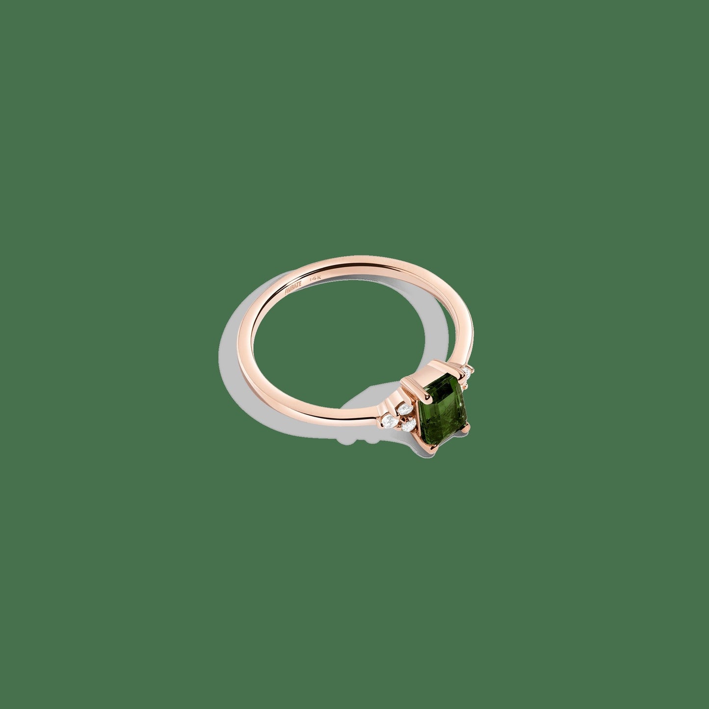 Vintage-Inspired Emerald Cut Ring (Green Tourmaline)