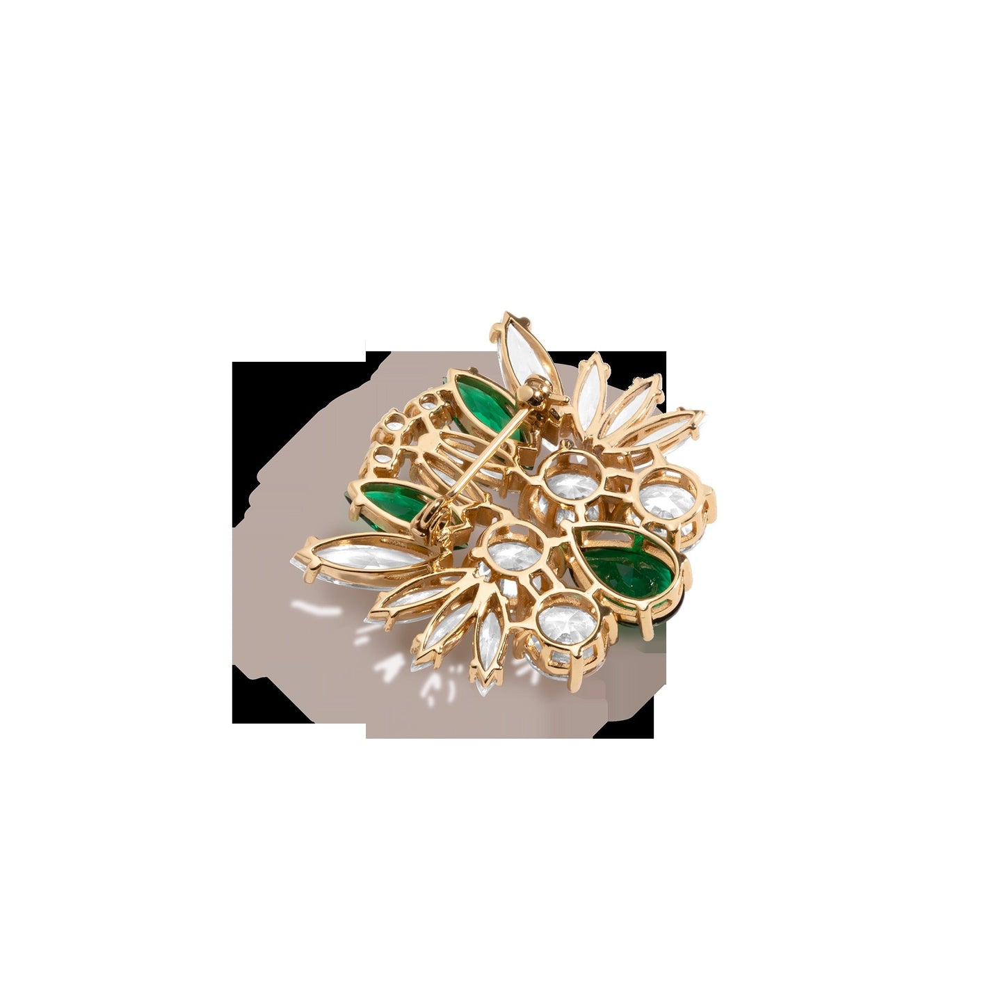 Lab Grown Green Emerald Teardrop Brooch