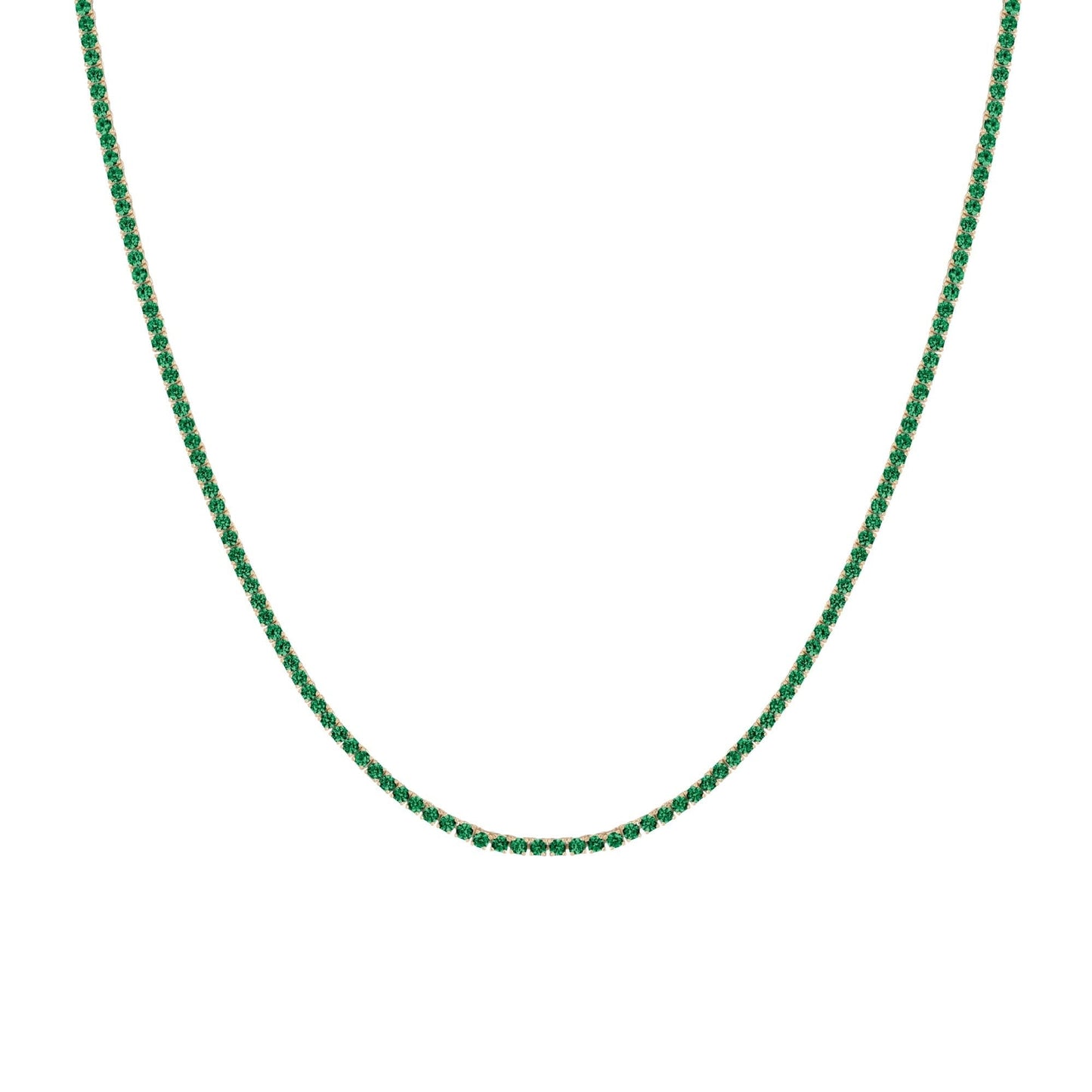 Lab Grown Green Emerald Tennis Necklace