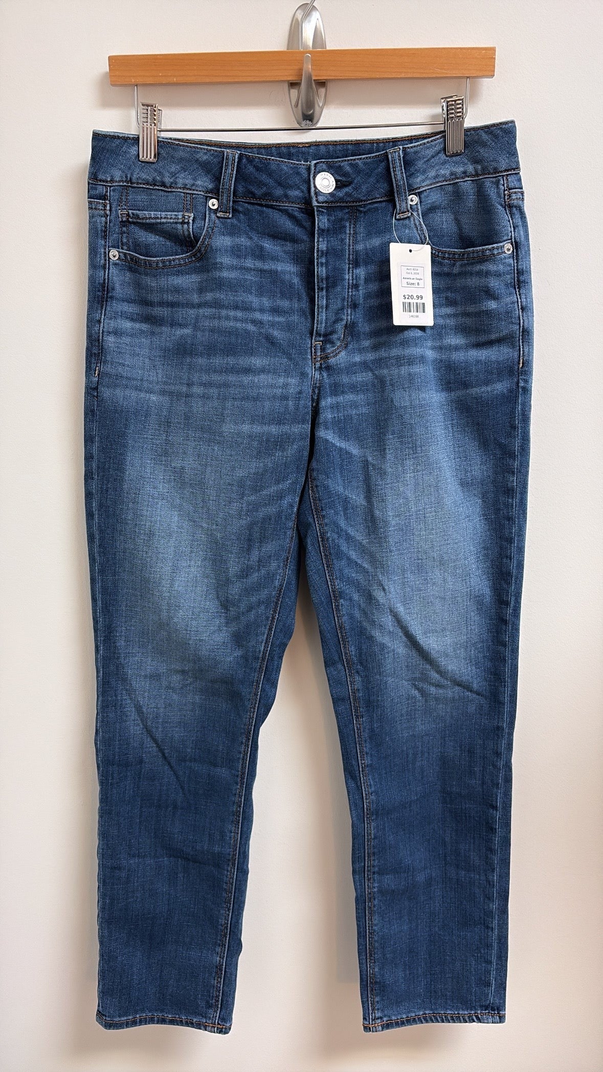 American Eagle 28" Inseam Button Fly Tomgirl Jeans, 8