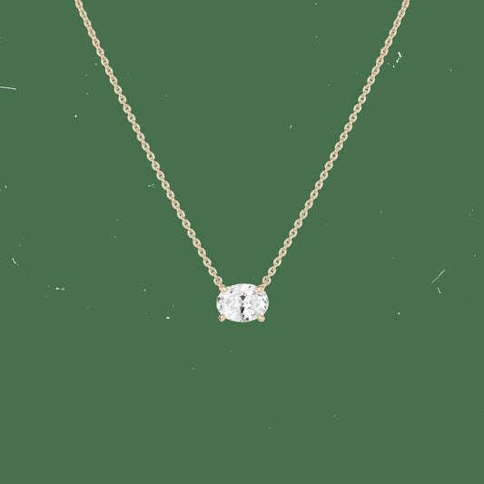 Oval Gemstone Solitaire Necklace