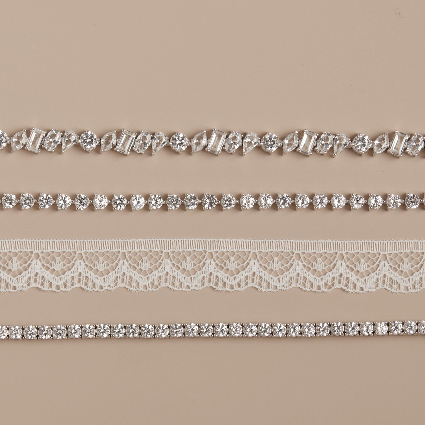 Lab Grown White Sapphire Mixed Shape Tennis Bracelet