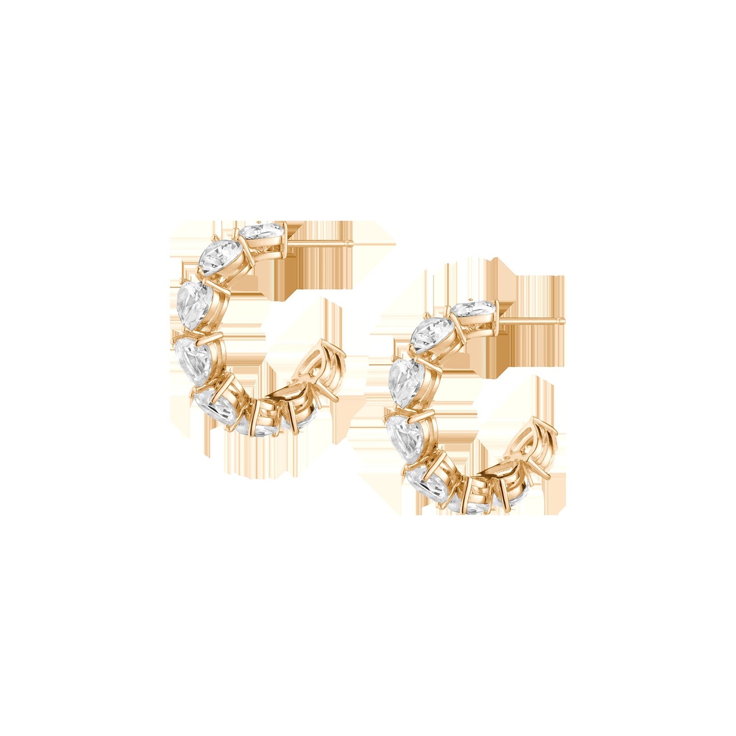 Lab Grown White Sapphire Heart Hoop Earrings