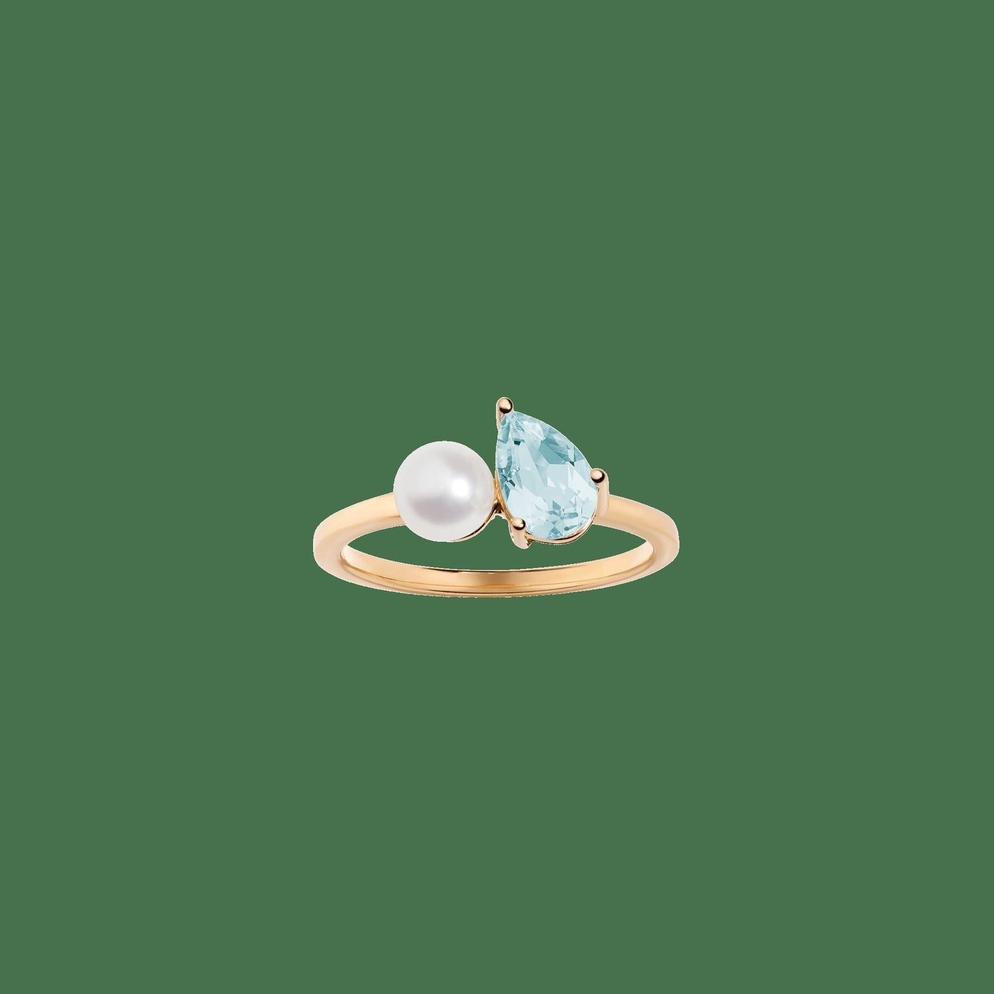 Pearl Toi et Moi Ring - Aquamarine