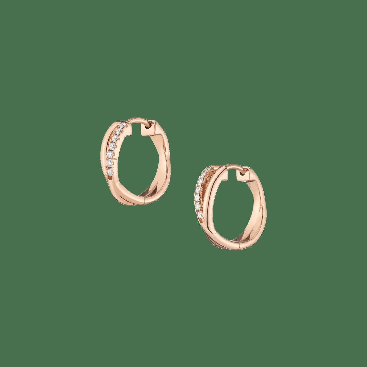 Diamond Crossover Huggie Earrings