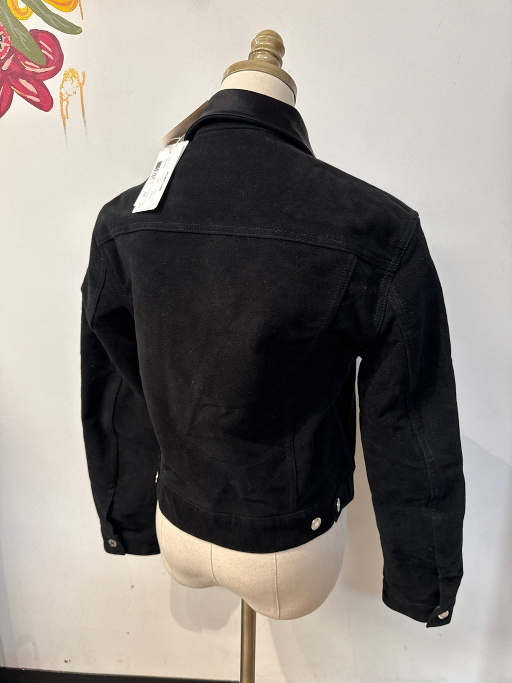 New Helmut Lang Black Denim Trucker Jacket, M (retail $645)
