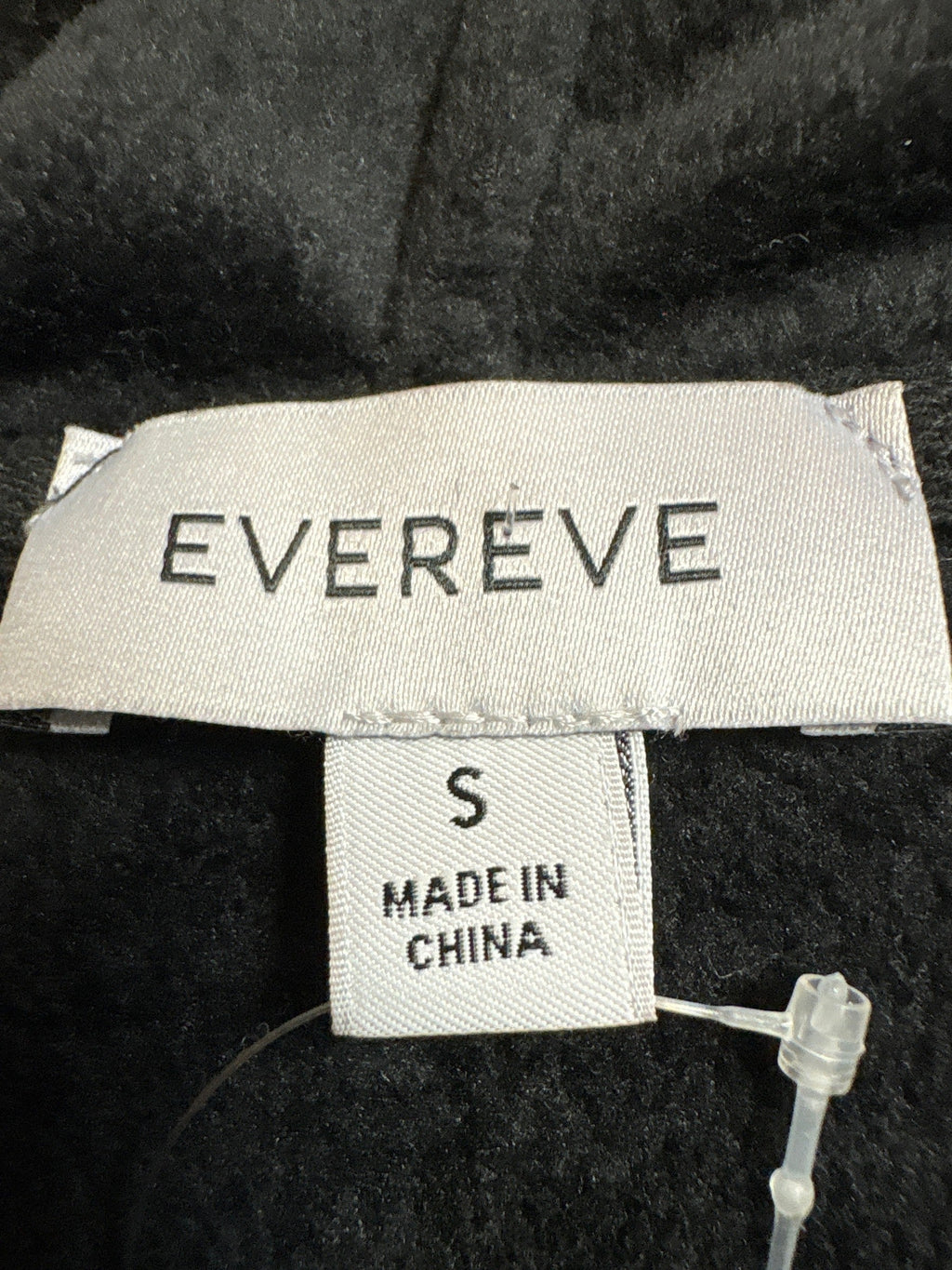 Evereve Black Velour Hooded Pullover, S