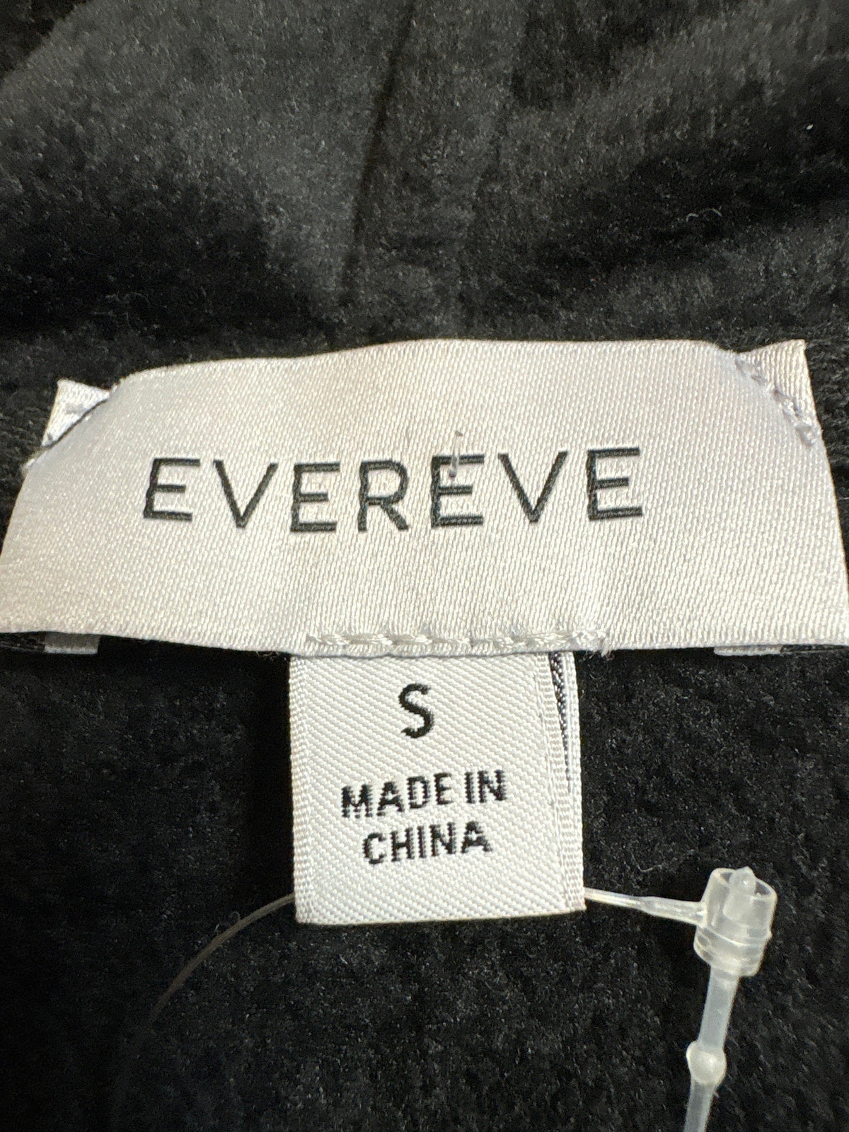 Evereve Black Velour Hooded Pullover, S