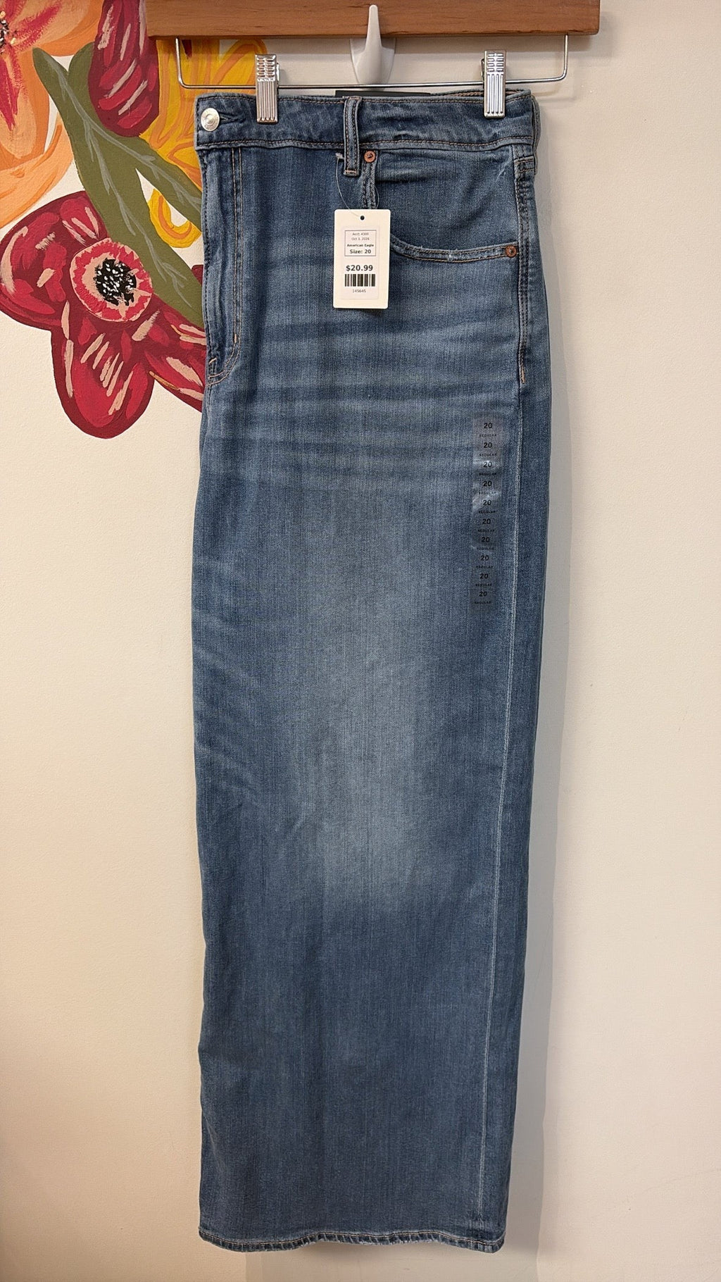 New American Eagle Dreamy Drape Baggy Wide Leg 30" Inseam Jeans, 20