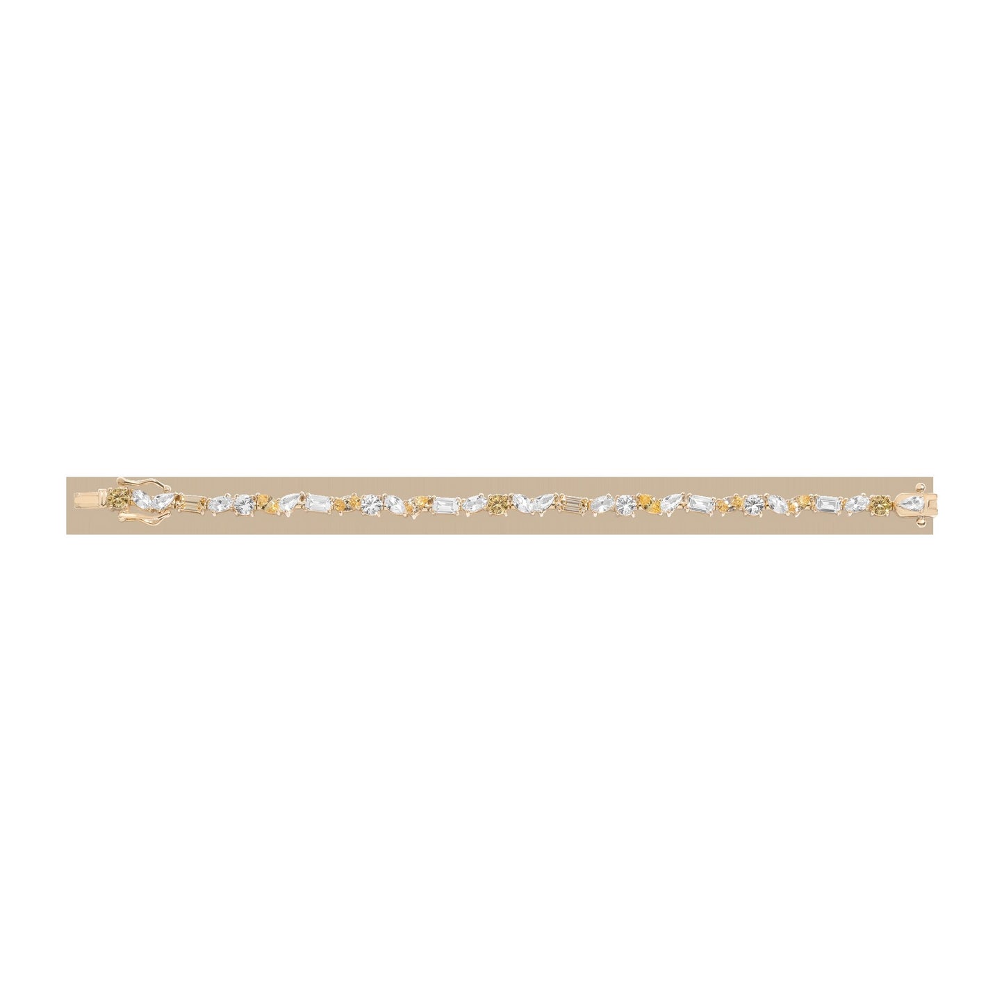 Lab Grown White Sapphire and Canary Mixed Shape Tennis Bracelet
