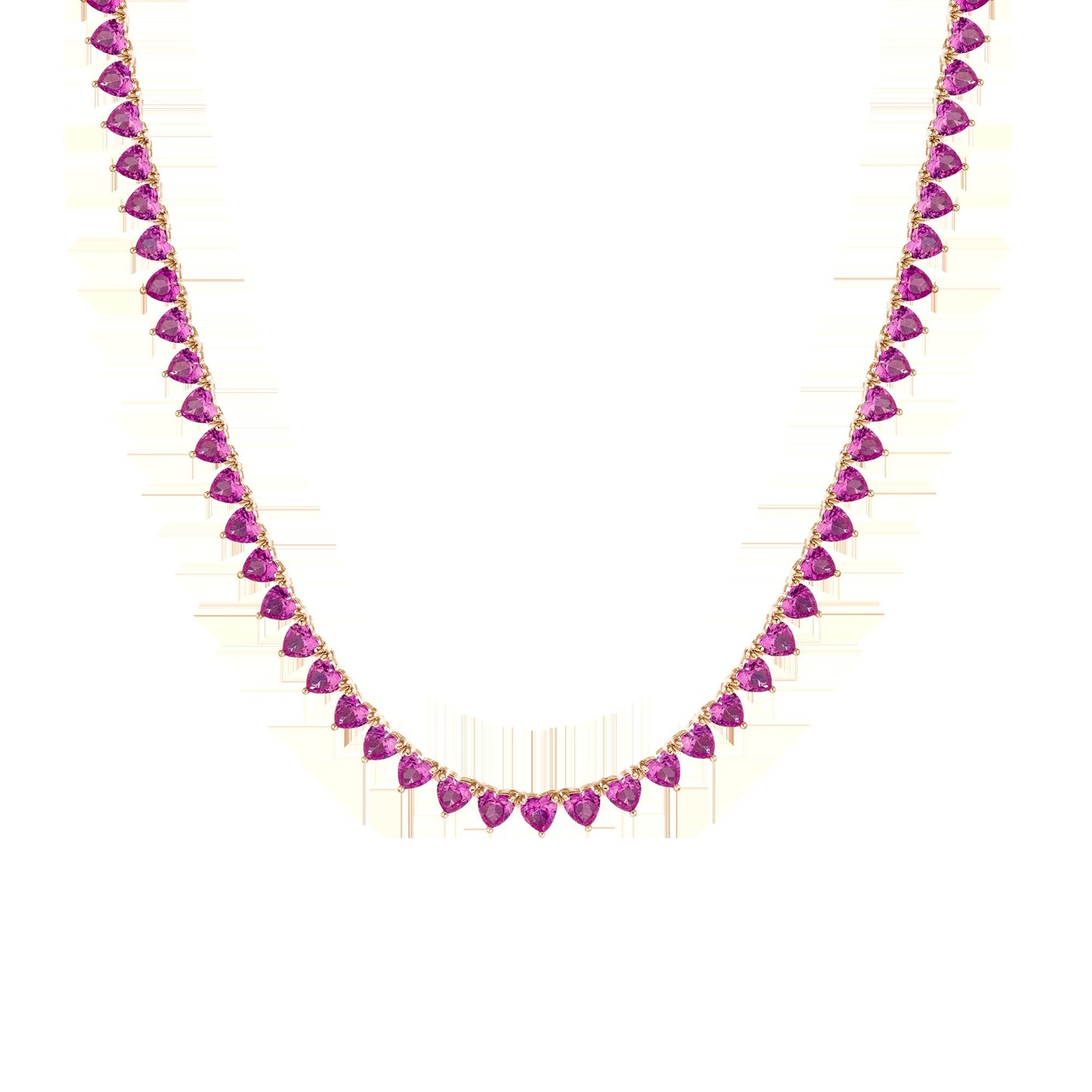 Lab Grown Pink Sapphire Heart Tennis Necklace