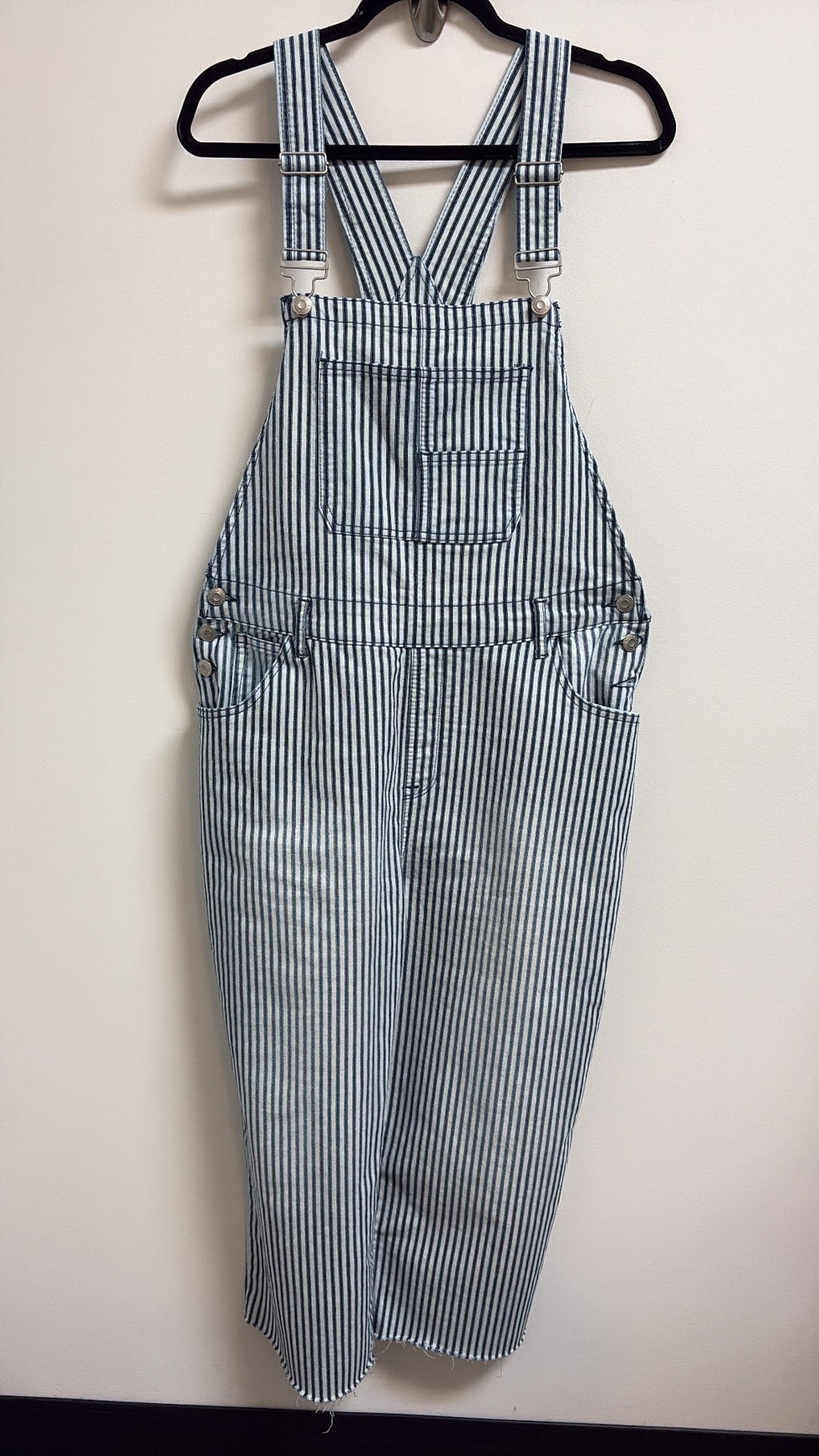 Kensie Blue 21" Inseam Cropped Overalls, XL