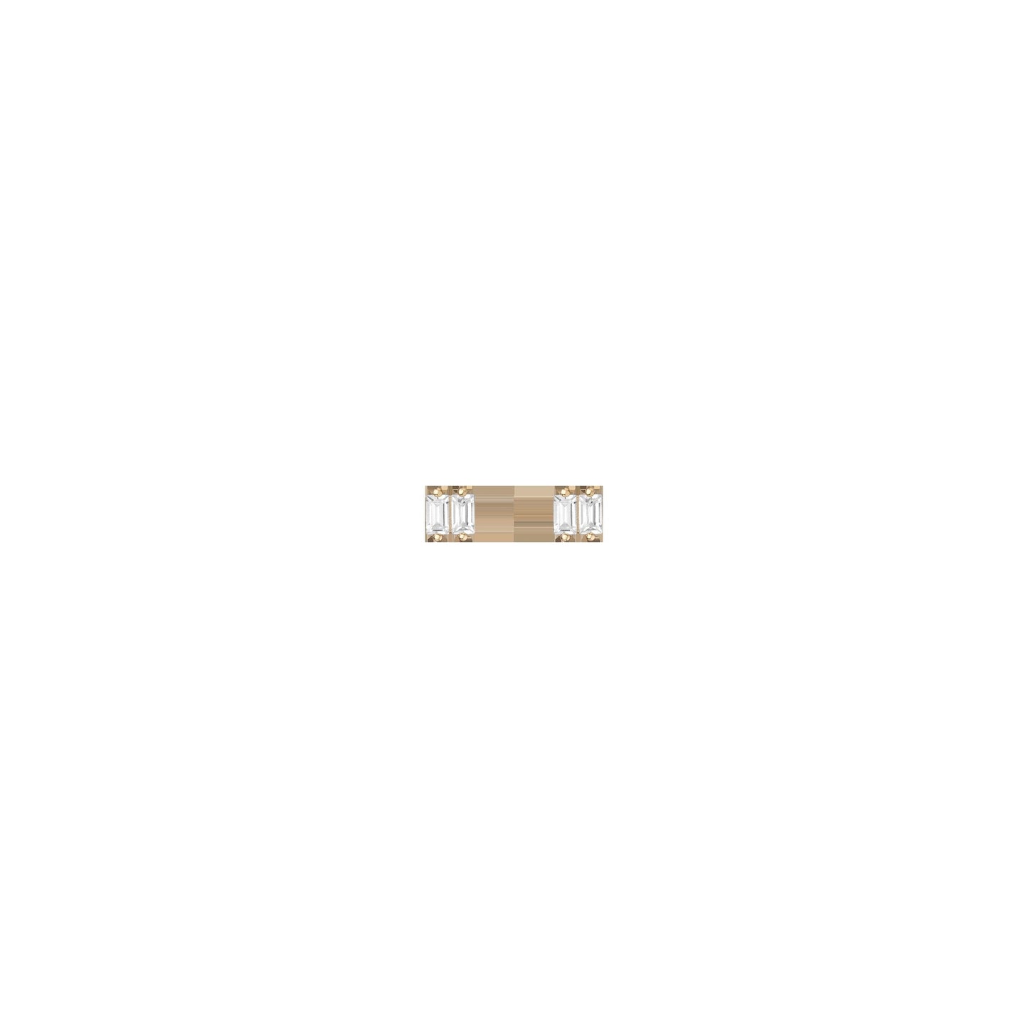 Lab Grown White Sapphire Stacked Baguette Earrings