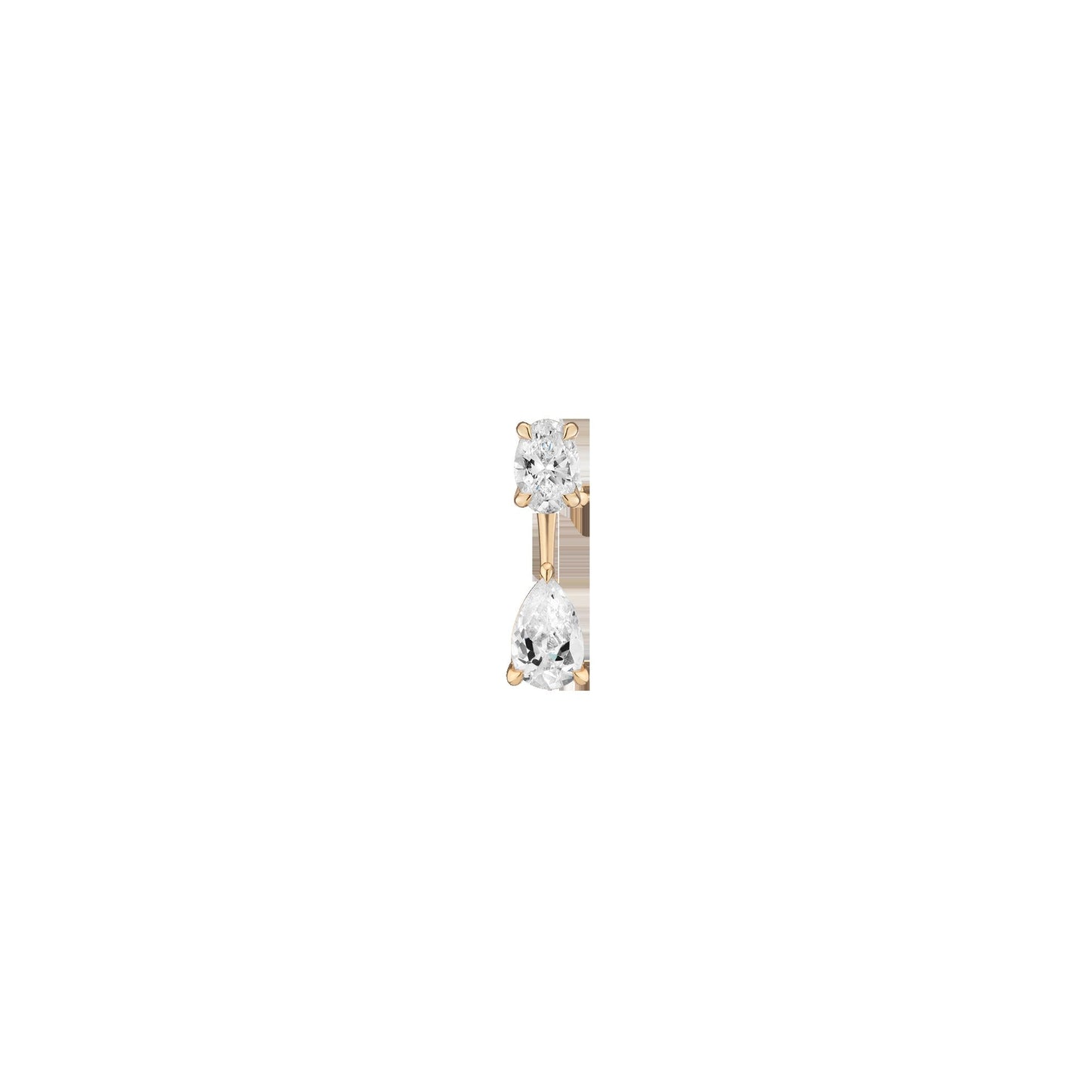 Lab Grown Diamond Ear Jacket - 1ct Pear Bottom Stone