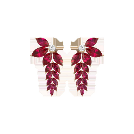 Aurate x Marilyn Monroe: Lab Grown Red Marquise Waterfall Earrings