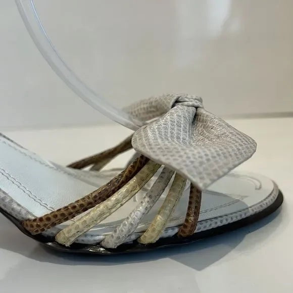 Nicole “Fawne” Tri- Colour Wooden Heel Leather Sandals Size 7
