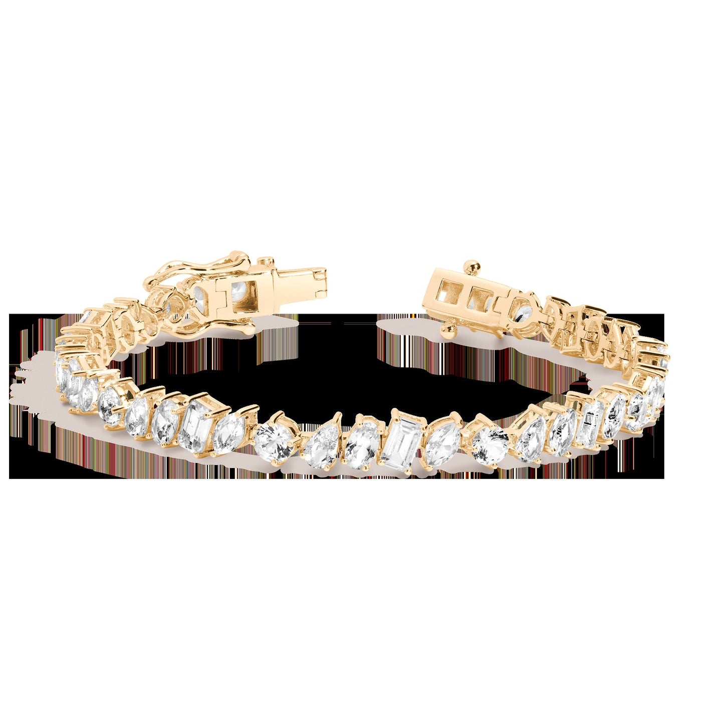 Lab Grown White Sapphire Mixed Shape Tennis Bracelet