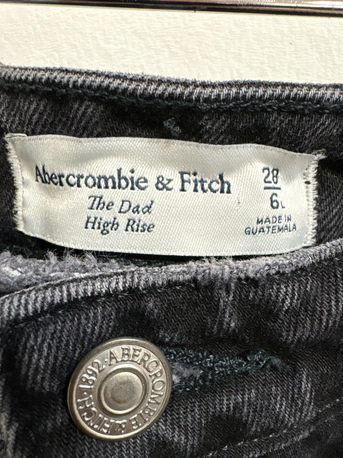 Abercrombie & Fitch Black Button Fly Dad High Rise 30" Inseam Jeans, 28 (6)
