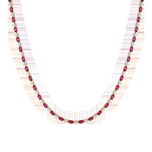 Aurate x Marilyn Monroe: Lab Grown Red Marquise Tennis Necklace