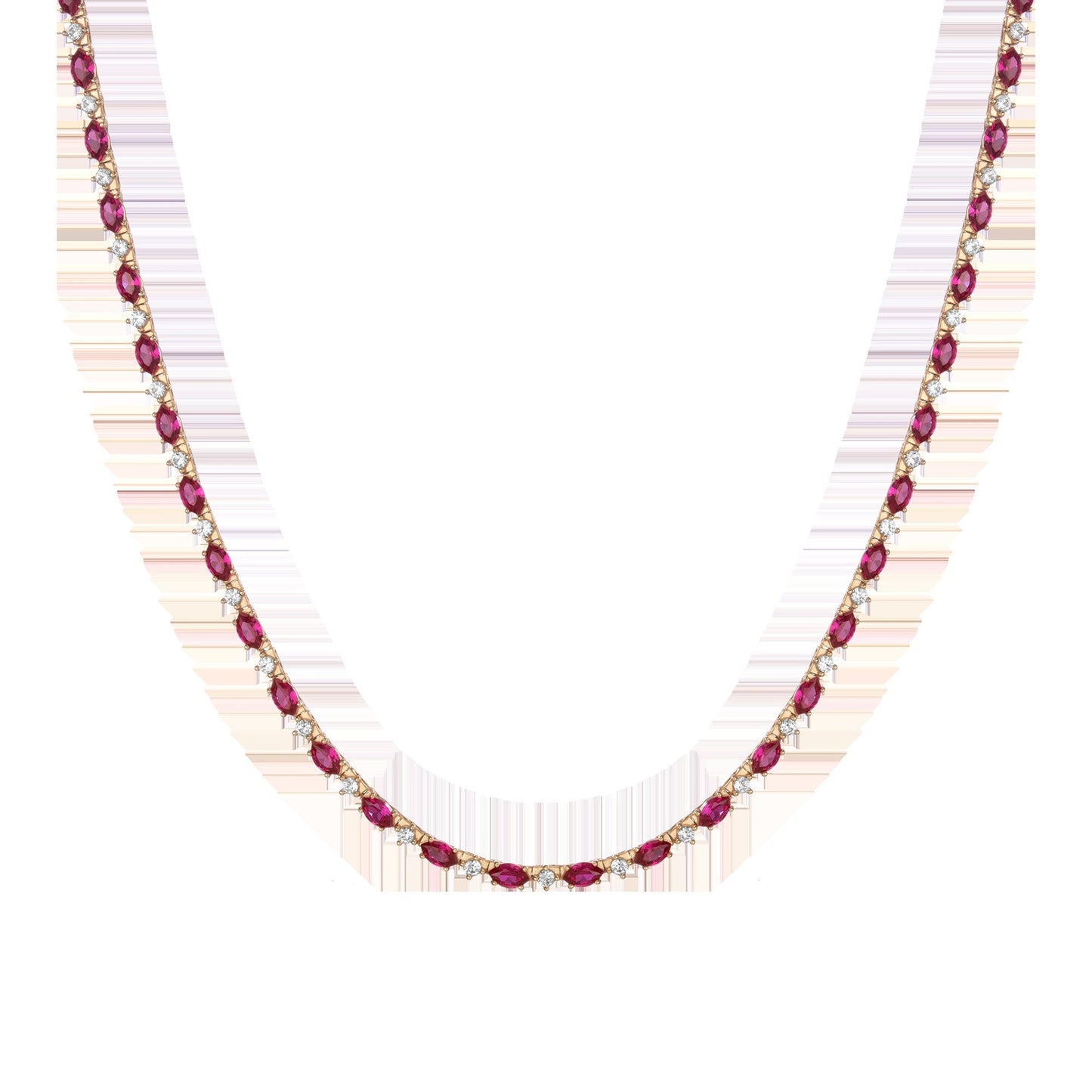 Aurate x Marilyn Monroe: Lab Grown Red Marquise Tennis Necklace