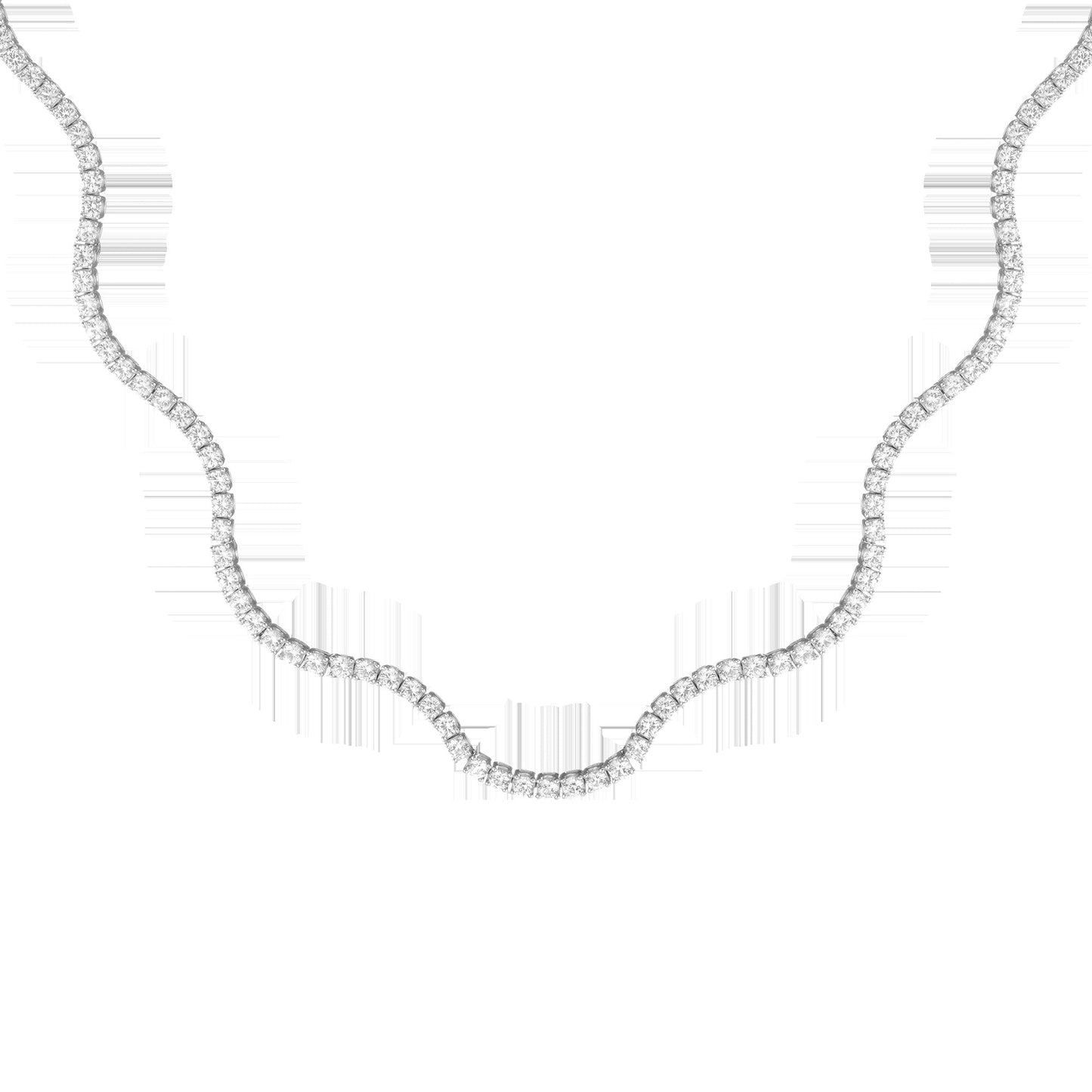 Lab Grown White Sapphire Wave Tennis Necklace