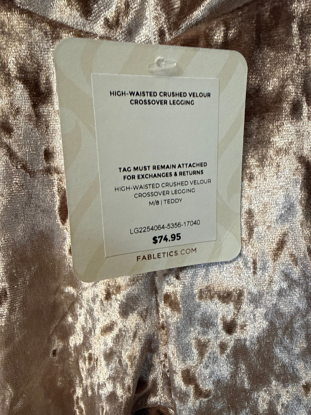 New Fabletics Crushed Velour 29" Inseam Leggings, M