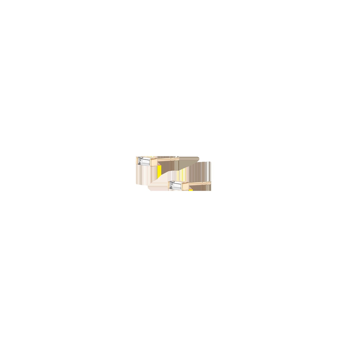 Lab Grown White Sapphire Baguette Stud Earrings