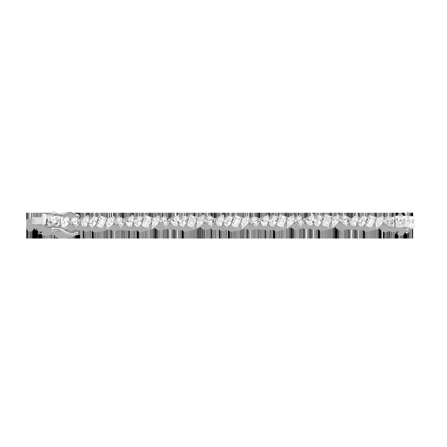 Lab Grown White Sapphire Mixed Shape Tennis Bracelet
