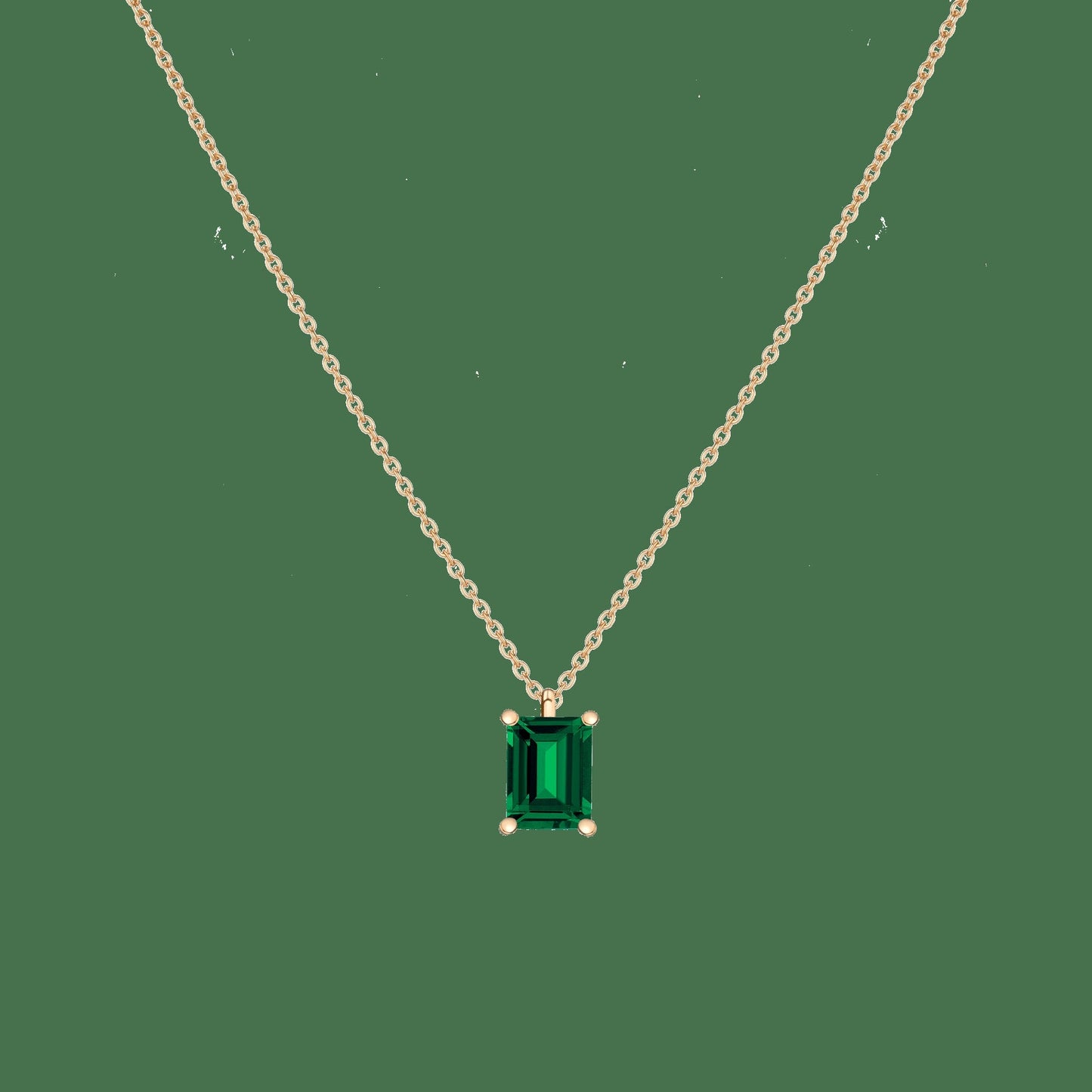Emerald Gemstone Solitaire Necklace
