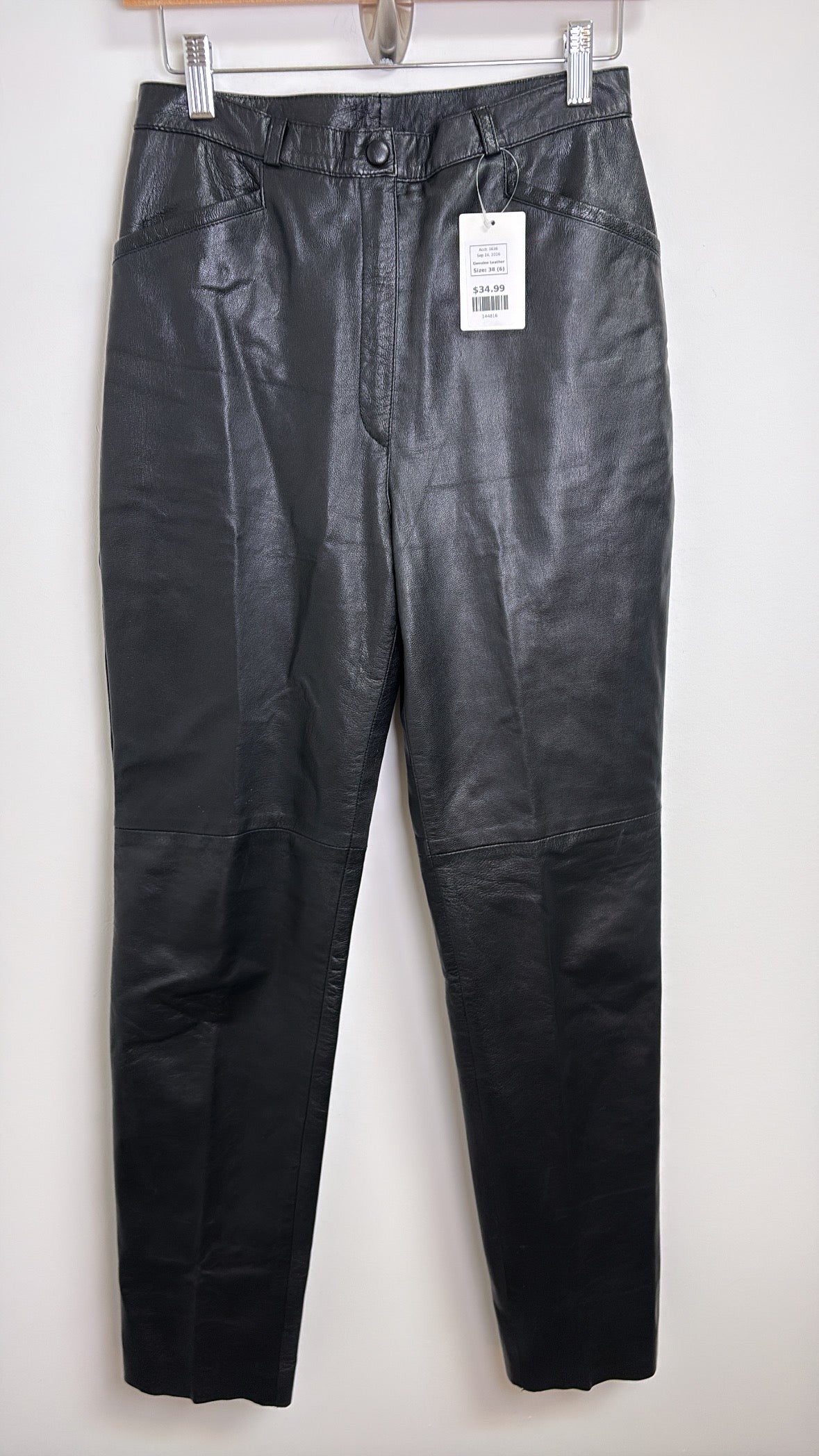 Genuine Leather 32" Inseam Jeans, 38 (6)