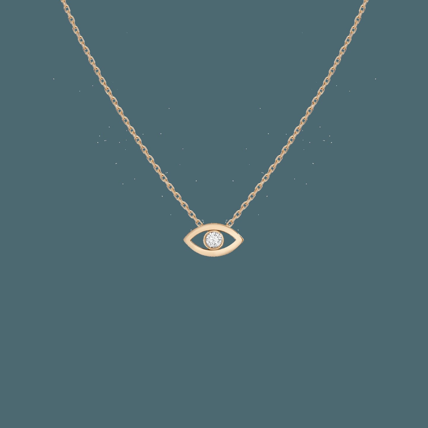 Diamond Bezel Evil Eye Necklace
