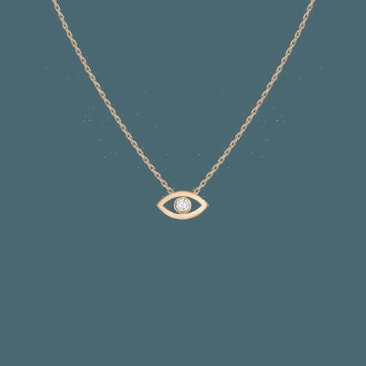 Diamond Bezel Evil Eye Necklace