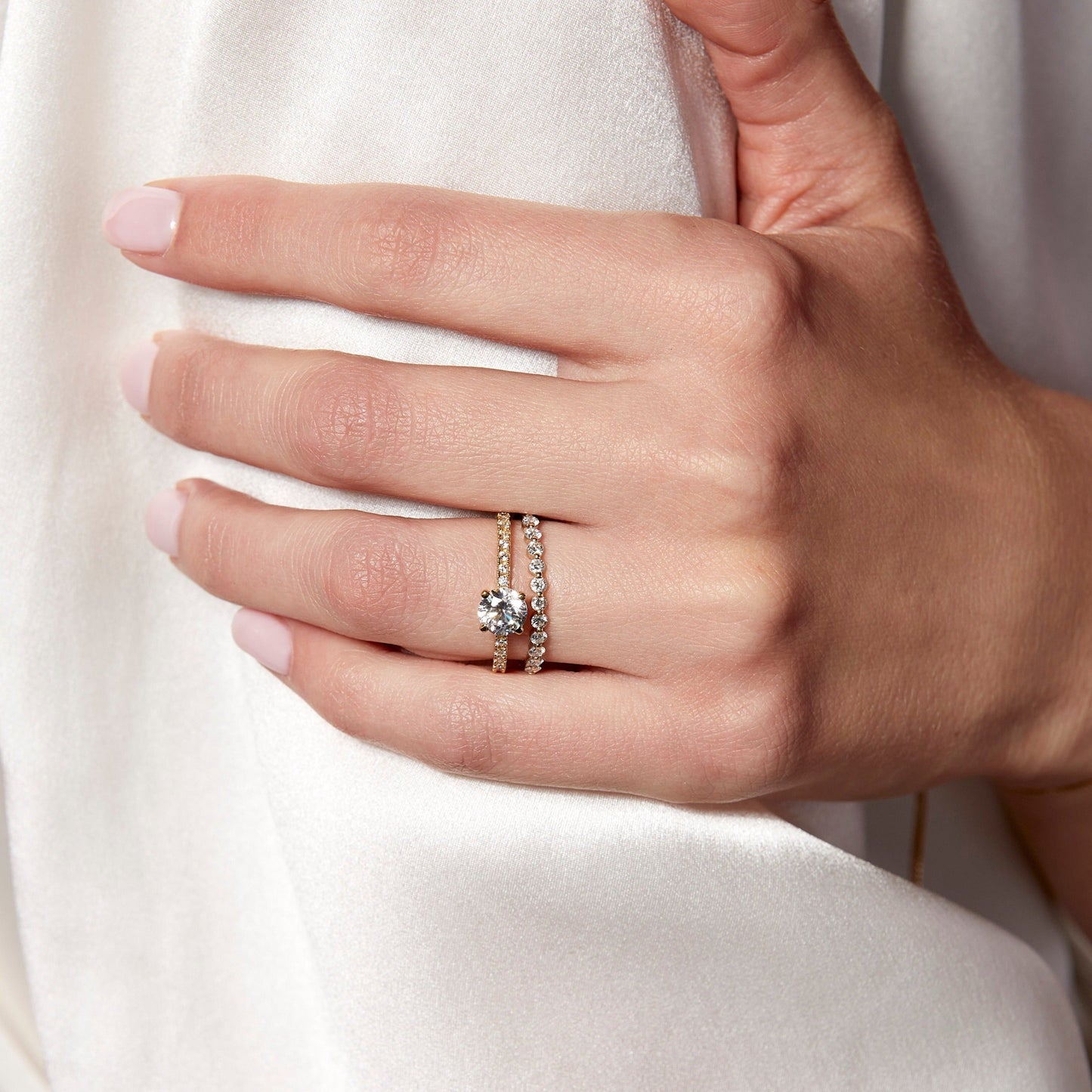Half-Studded Prong Diamond Gold Band