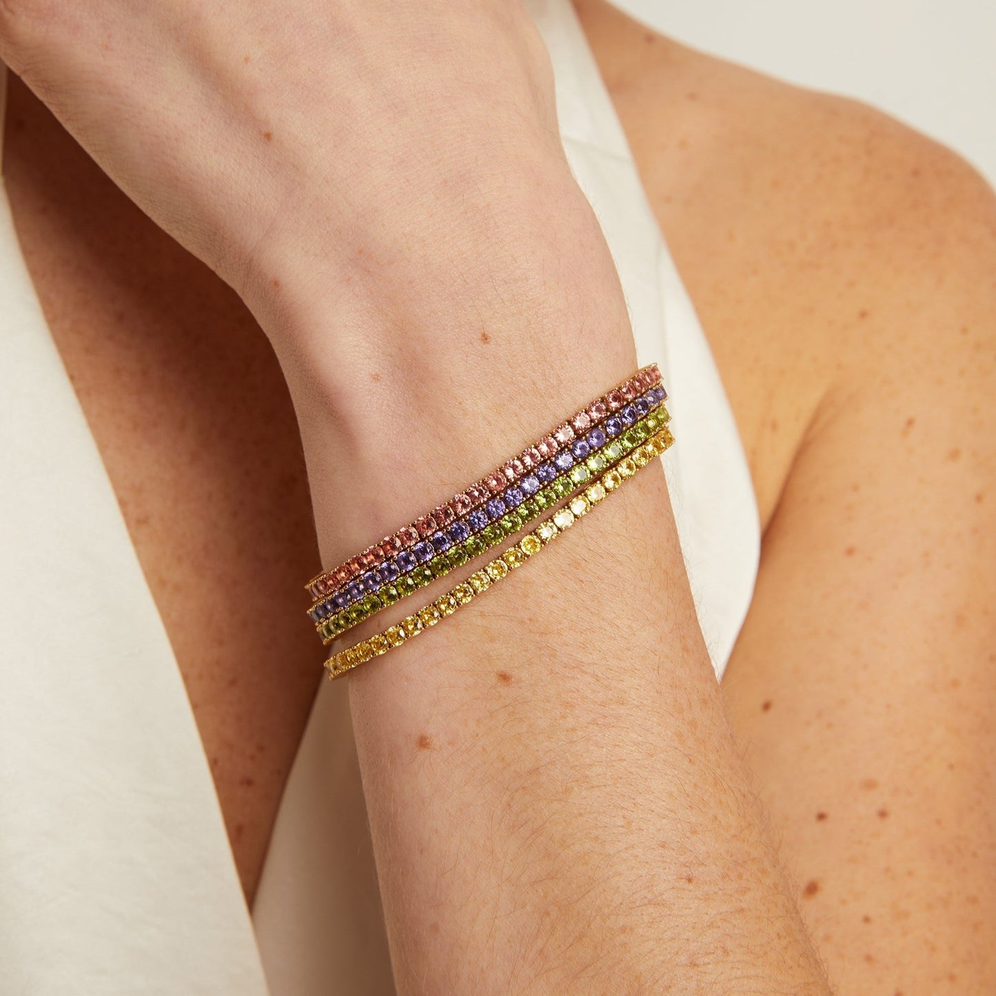 Lab Grown Sunstone Tennis Bracelet