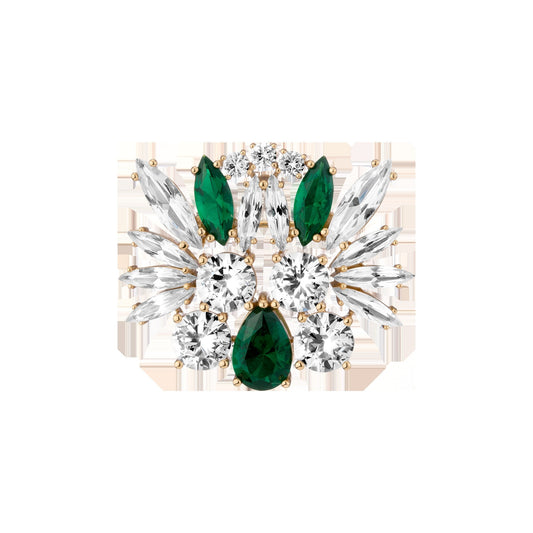 Lab Grown Green Emerald Teardrop Brooch