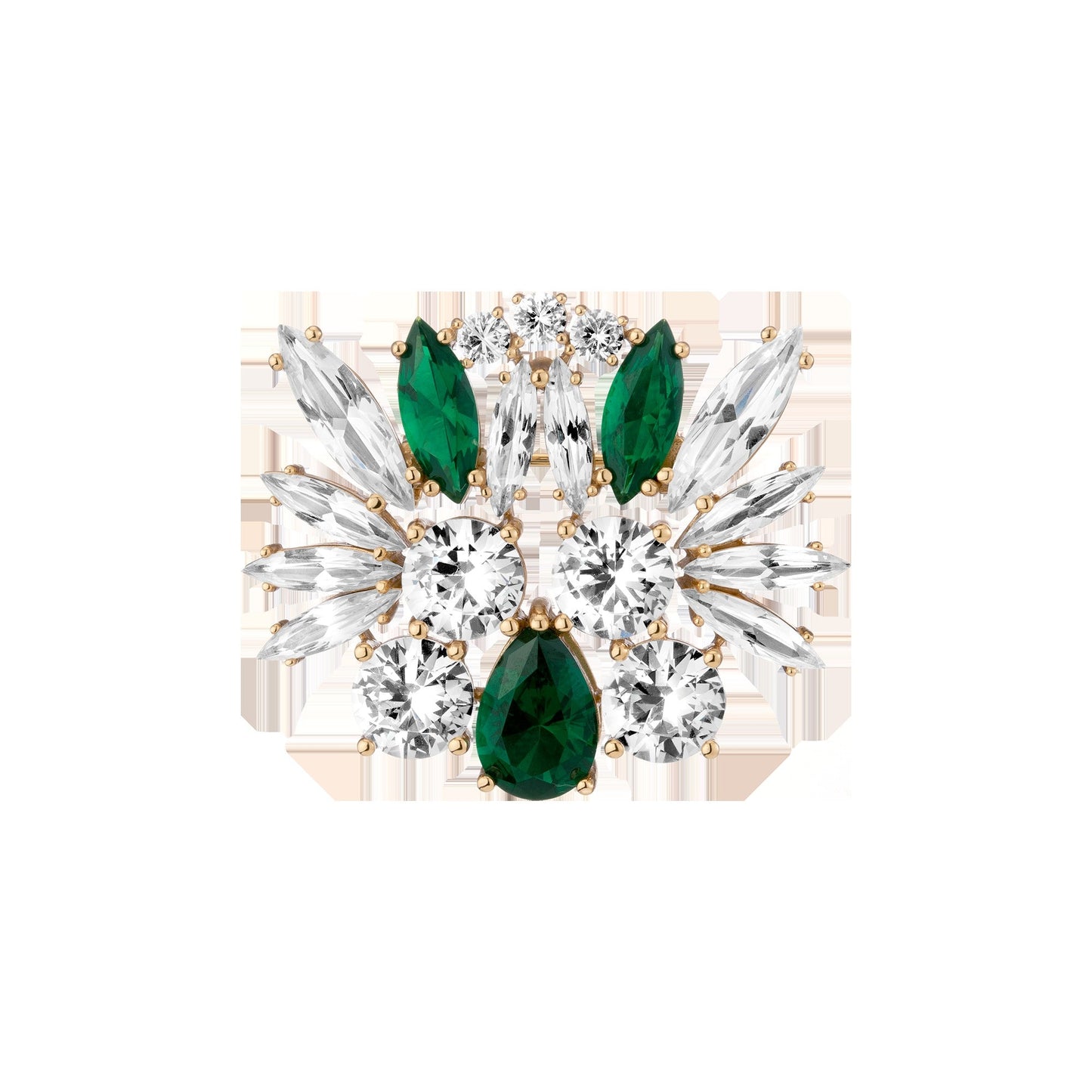 Lab Grown Green Emerald Teardrop Brooch