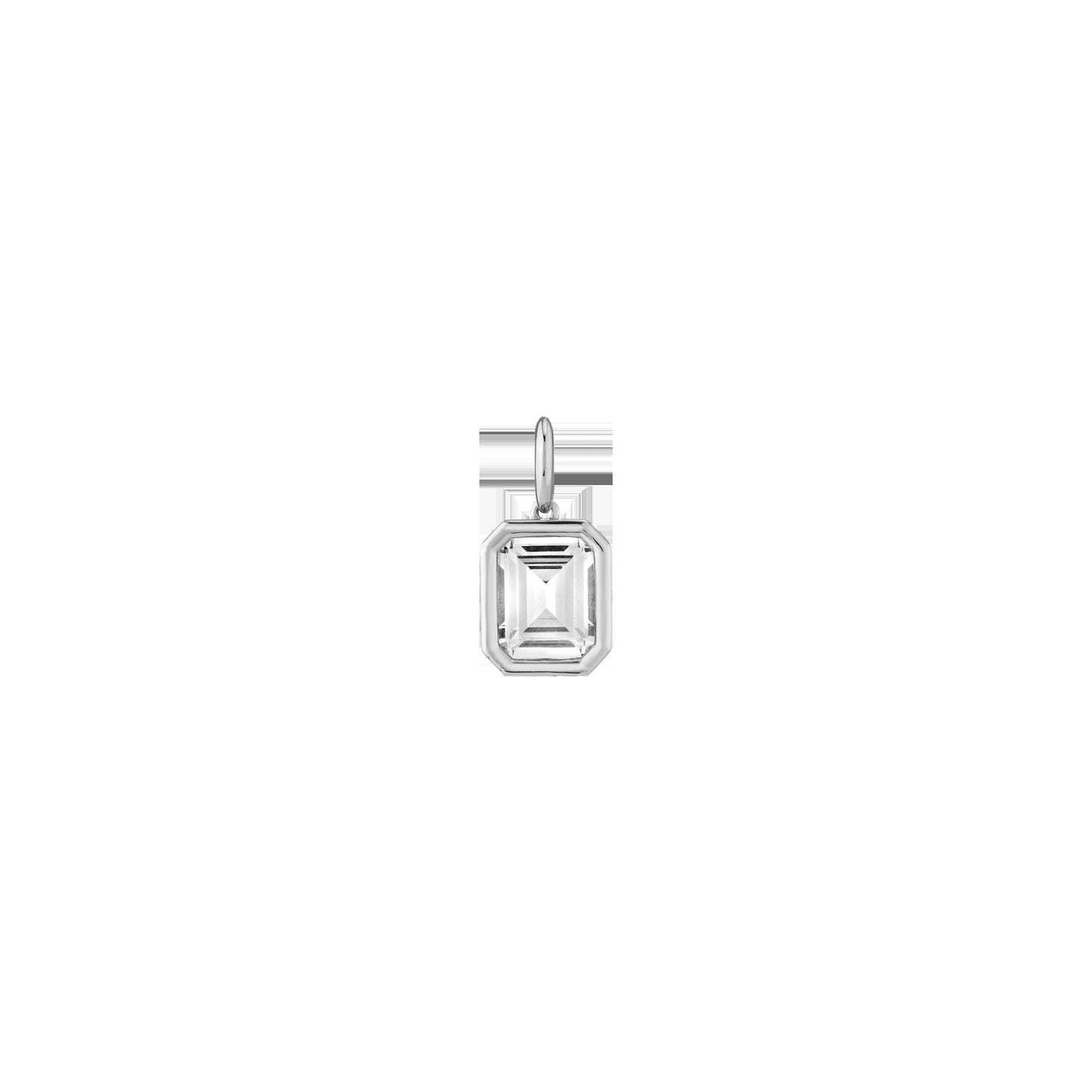 Emerald Lab Grown White Sapphire Bezel Pendant