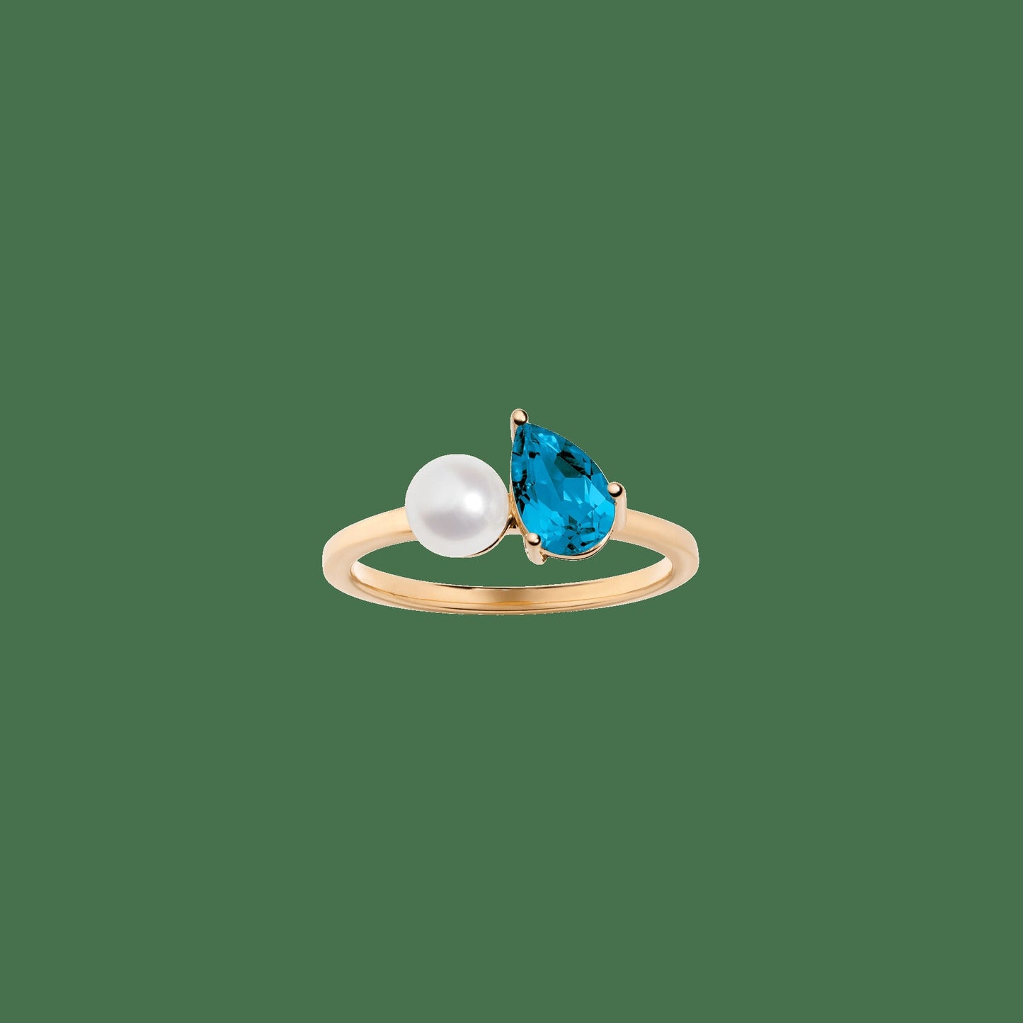 Pearl Toi et Moi Ring - London Blue Topaz