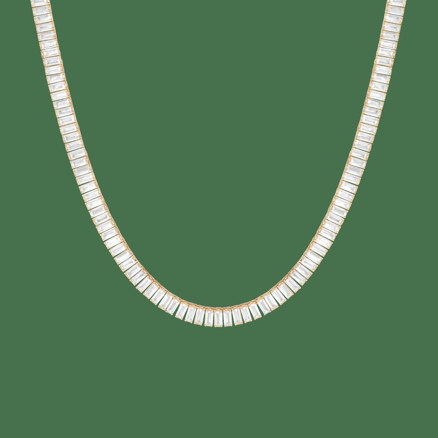 Lab Grown White Sapphire Baguette Tennis Necklace