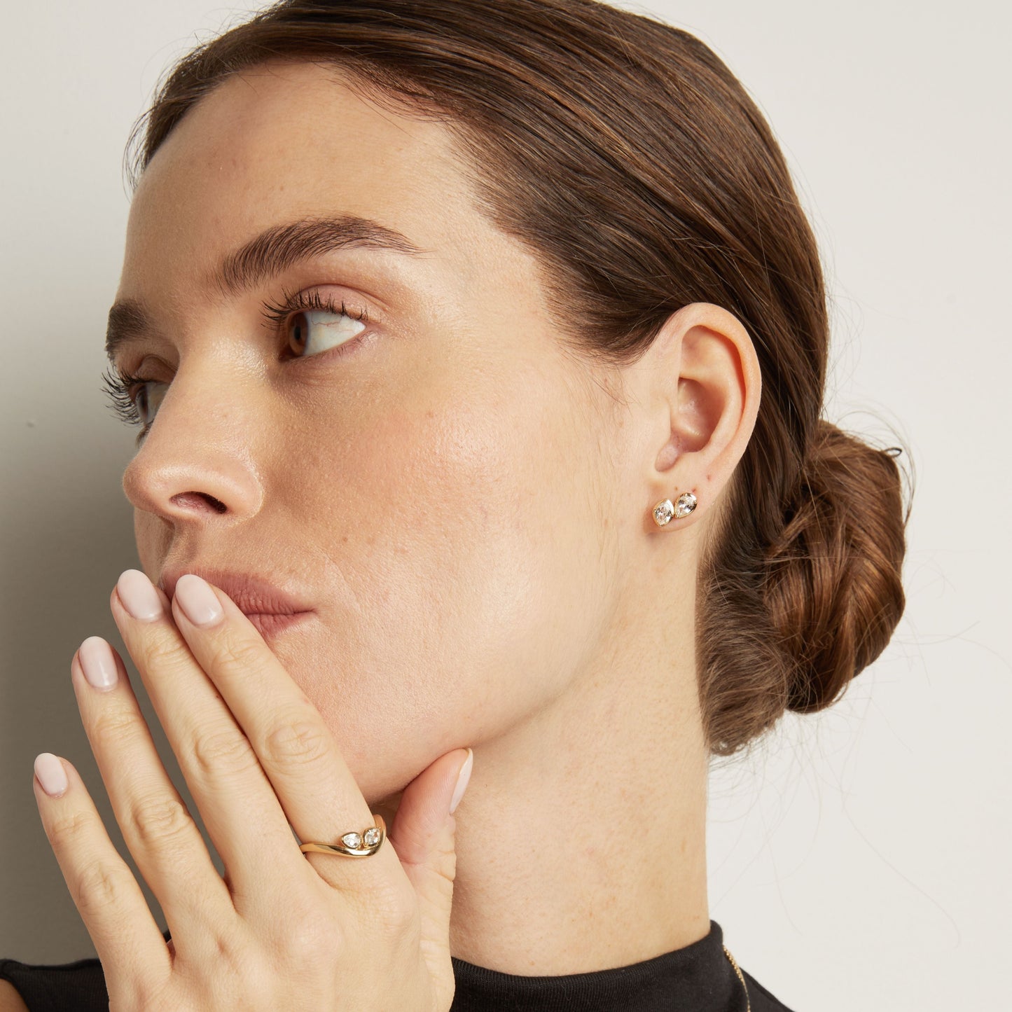 Georgian Toi et Moi Stud Earrings