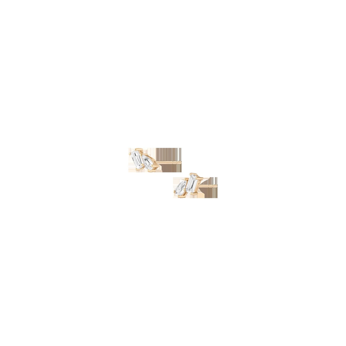 Lab Grown White Sapphire Toi et Moi Stud Earrings