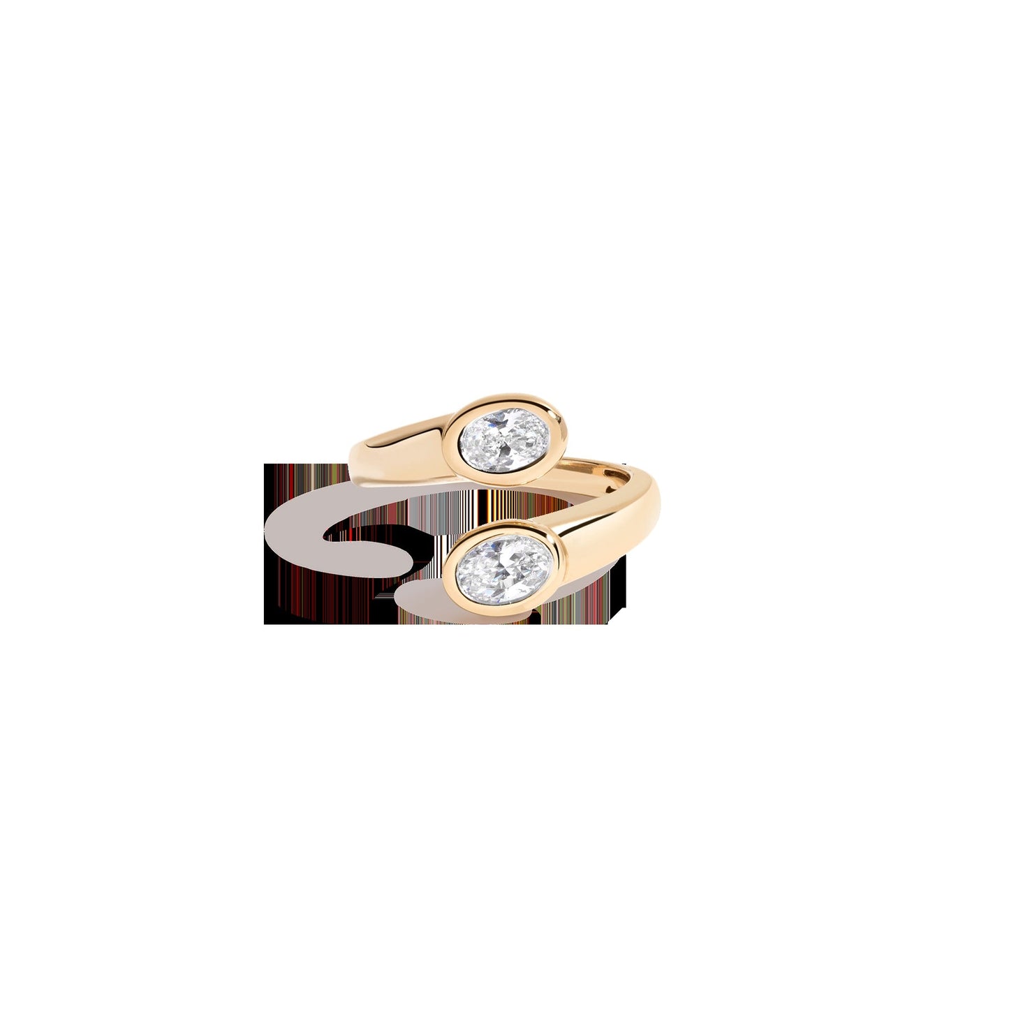 Lab Grown White Sapphire Twin Ellipse Ring
