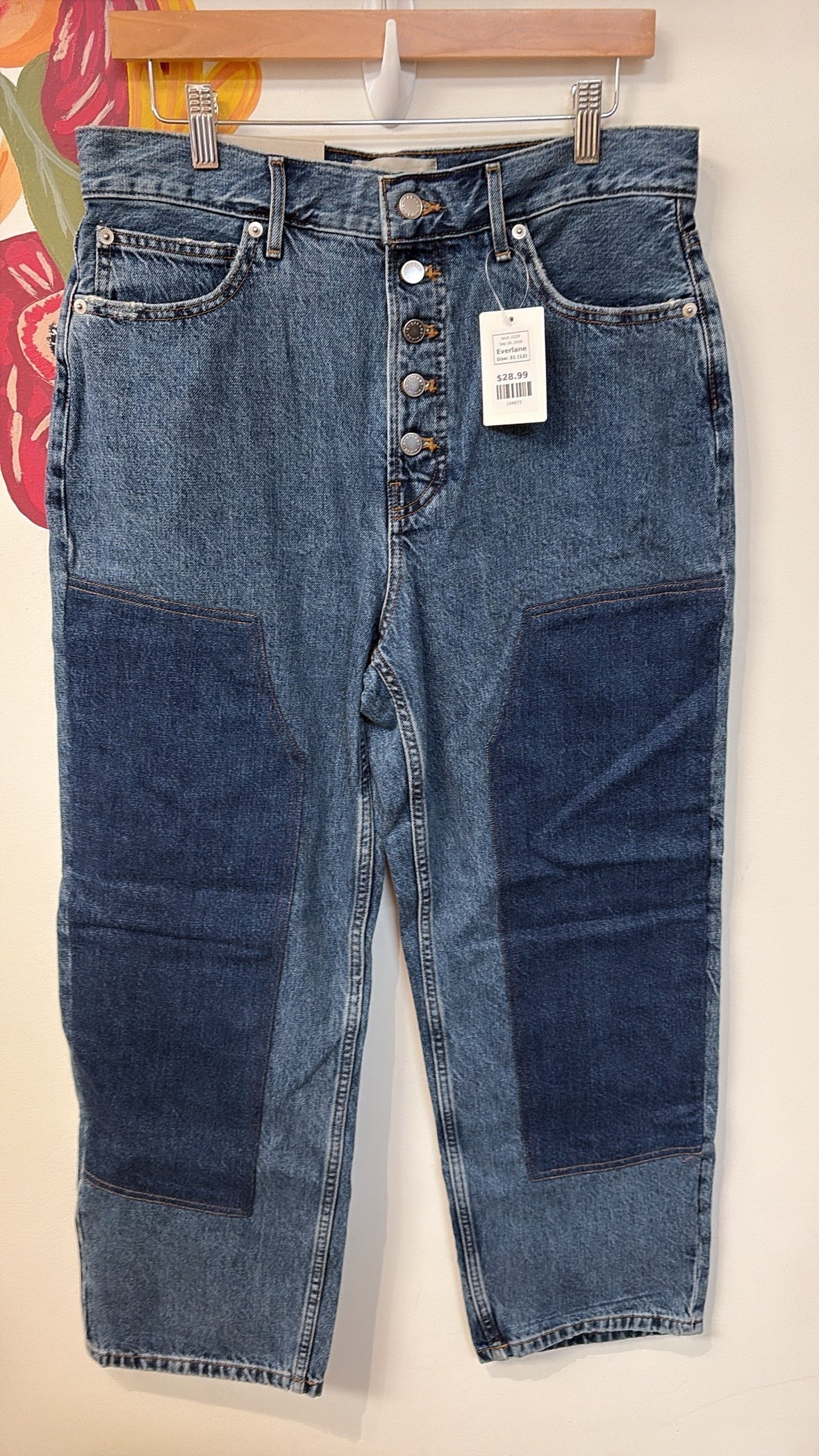 New Everlane Painter Button Fly 27" Inseam Jeans, 31 (12)
